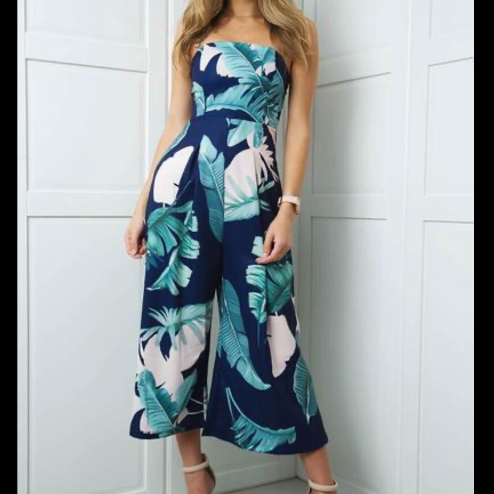 Print Strapless Jumpsuit